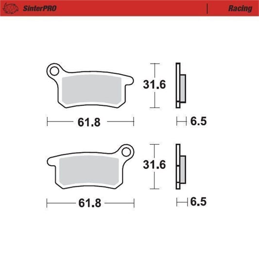 MOTO-MASTER SinterPRO Brake Pad Racing for KTM, Husqvarna, GasGas Rear - MC, TC, SX 2004-2022