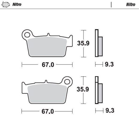 MOTO-MASTER Nitro Brake Pad for Beta, Yamaha, Kawasaki, Suzuki, Rieju, Fantic rear - RR, RX, XTRAINER, XE, XEF, XX, XXF, KX-F, MR 200 RACING