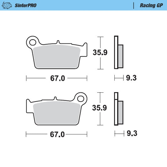 MOTO-MASTER SinterPRO Brake Pad Racing GP for Beta, Yamaha, Kawasaki, Suzuki, Fantic rear - RR, XTRAINER, XX, XXF, KX-F, RM-Z, YZ, YZ-F 2006-2026