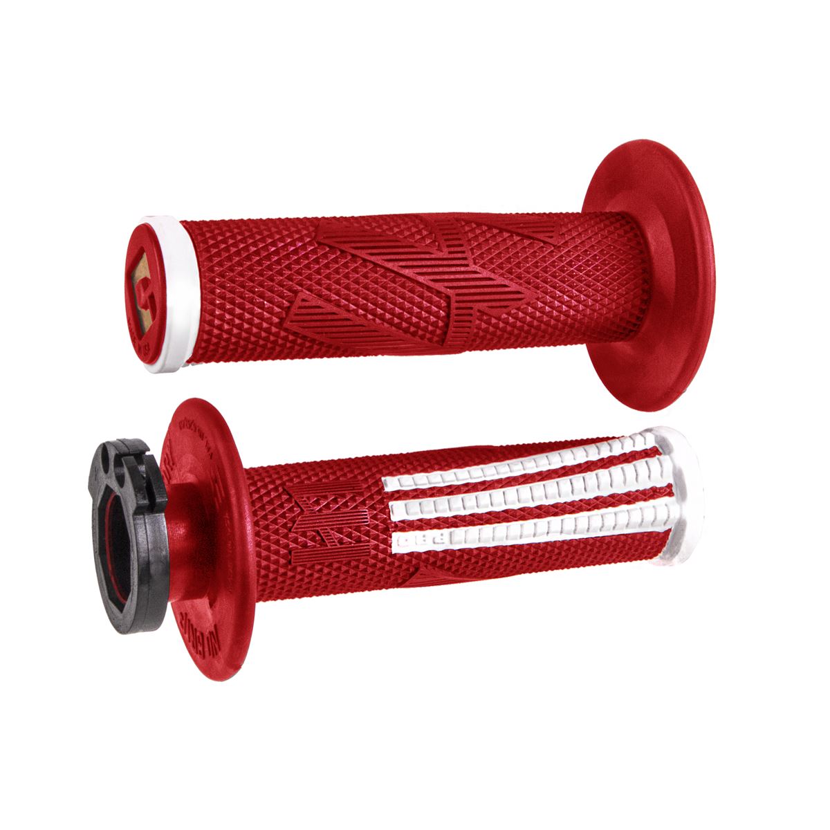 ODI Griffe LOCK ON 2T+4T EMIG PRO V2 (RR, RR X-PRO, XE, XEF, EC, EC-F...) in Rot-Weiß