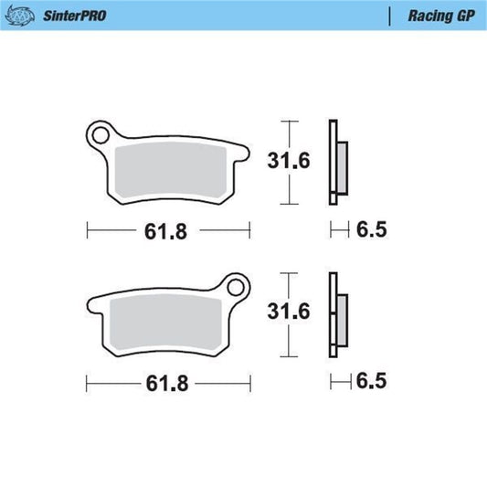 MOTO-MASTER SinterPRO Brake Pad Racing GP for KTM, Husqvarna, GasGas Rear - MC, TC, SX 2002-2022