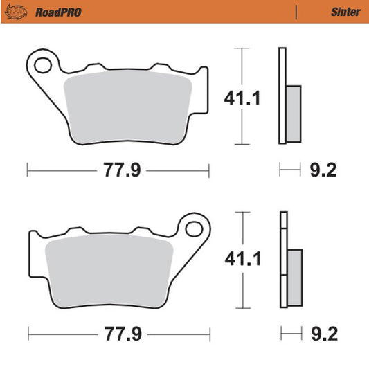 MOTO-MASTER RoadPRO Sintered Brake Pad for KTM, Husqvarna, GasGas, Yamaha, BMW, Ducati, Aprilia, Benelli, CFMOTO, Triumph rear - DORSODURO, PEGASO 650 FACTORY, TUAREG, TRK, F800 GS, GS, 450MT, 650MT, 650NK, MONSTER, SCRAMBLER 1100 DARK PR