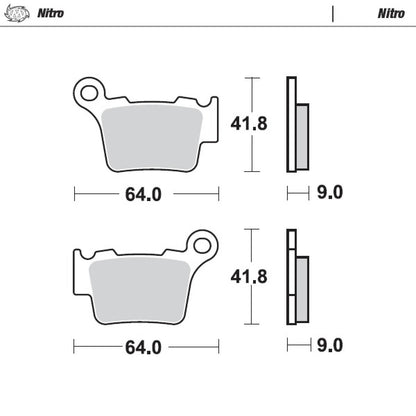 MOTO-MASTER Nitro Bremsbelag für KTM, Husqvarna, GasGas, Sherco, BMW, Ducati, Triumph, Husaberg, Stark hinten - G450 X, DESMO450 EDS, DESMO450 MX, EC, ES, EX, EX-F, MC, FE, FS, FX, TE