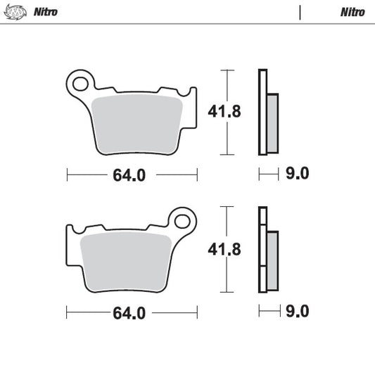 MOTO-MASTER Nitro Brake Pad for KTM, Husqvarna, GasGas, Sherco, BMW, Ducati, Triumph, Husaberg, Stark rear - G450 X, DESMO450 EDS, DESMO450 MX, EC, ES, EX, EX-F, MC, FE, FS, FX, TE