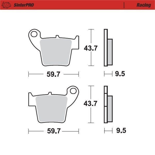 MOTO-MASTER SinterPRO Brake Pad Racing for Honda, Fantic, Kove rear - ENDURO, CR, CRF-R, 800X 2002-2026