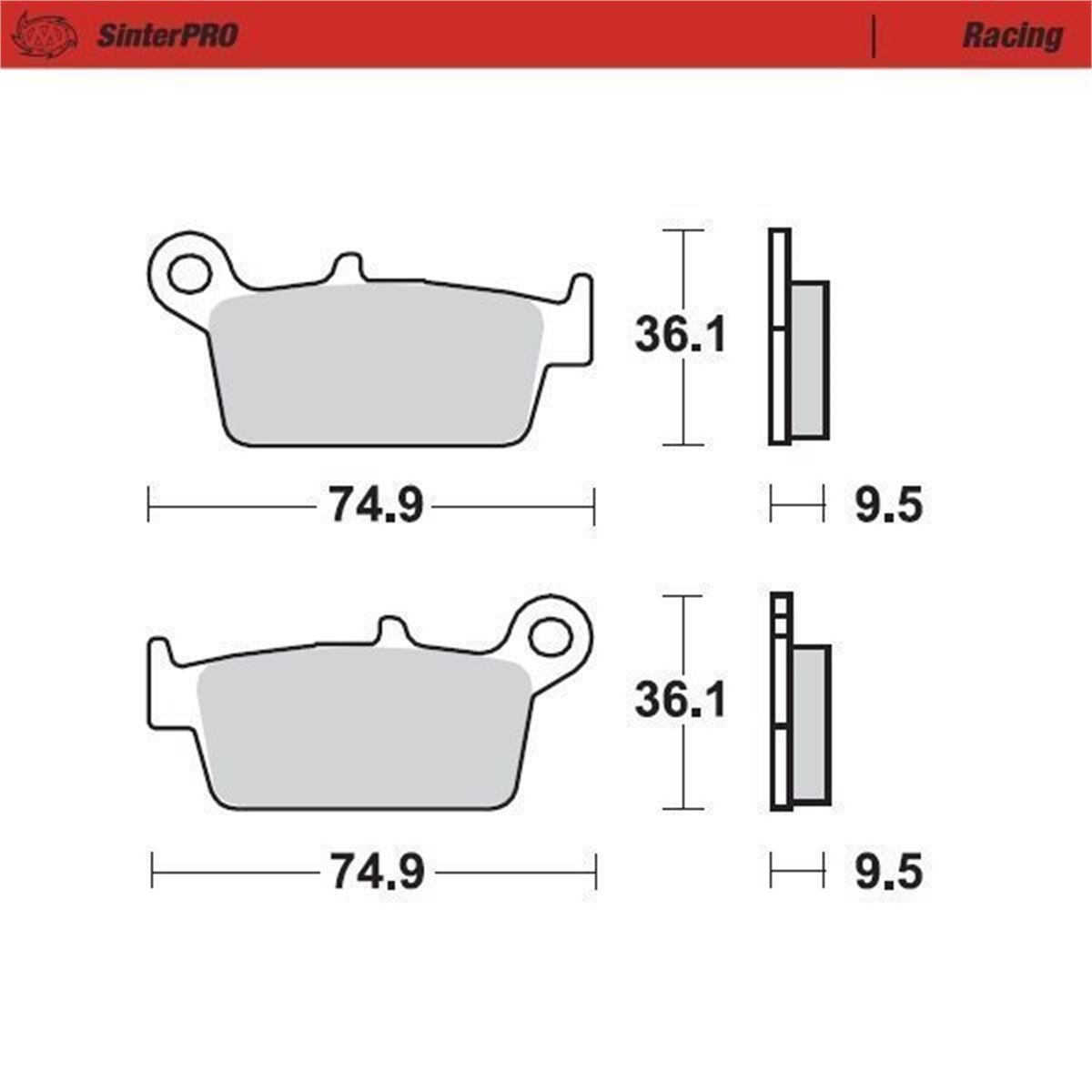 MOTO-MASTER SinterPRO Bremsbelag Racing für GasGas, Honda, Yamaha, Kawasaki, Suzuki hinten - EC, MC, CR, KX, DR-Z, RM, WR-F, YZ, YZ-F 1987-2022
