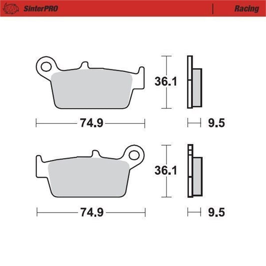MOTO-MASTER SinterPRO Brake Pad Racing for GasGas, Honda, Yamaha, Kawasaki, Suzuki rear - EC, MC, CR, KX, DR-Z, RM, WR-F, YZ, YZ-F 1987-2022