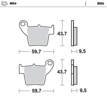 MOTO-MASTER Nitro Bremsbelag für Honda, Kove hinten - CR, CRF-L, CRF-R, CRF-RL, CRF-RWE, CRF-RX, CRF-X, 800X 2002-2026