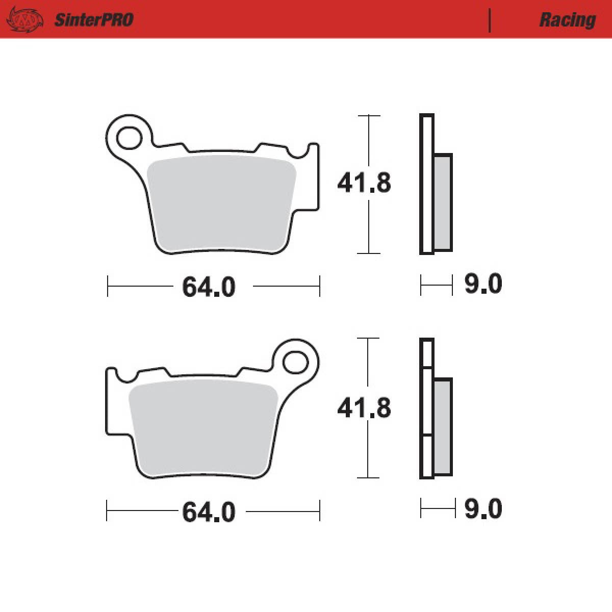MOTO-MASTER SinterPRO Bremsbelag Racing für KTM, Husqvarna, GasGas, Sherco, Ducati, Triumph, Husaberg, Stark hinten - DESMO450 EDS, DESMO450 MX, EC, ES, MC, FE, TE, FC, TC, EXC, SX, SC FACTORY, SC